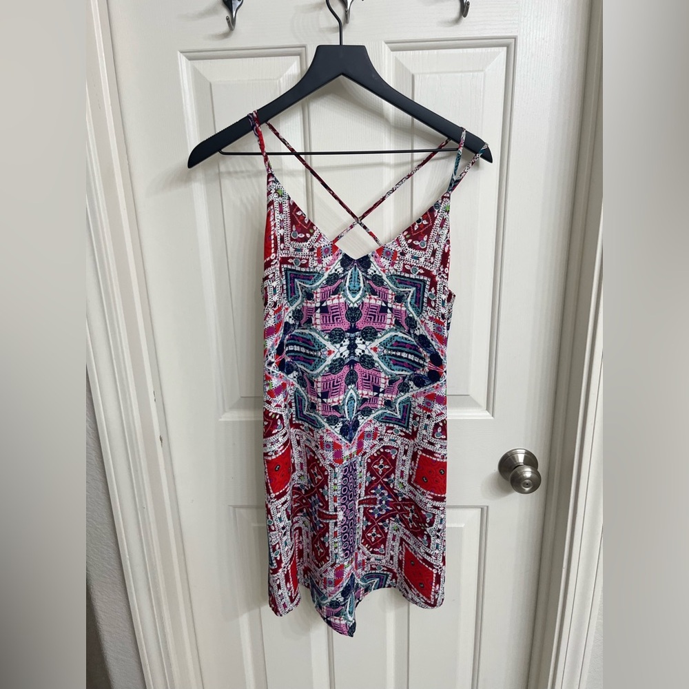 Aqua Multicolor Geometric Dress